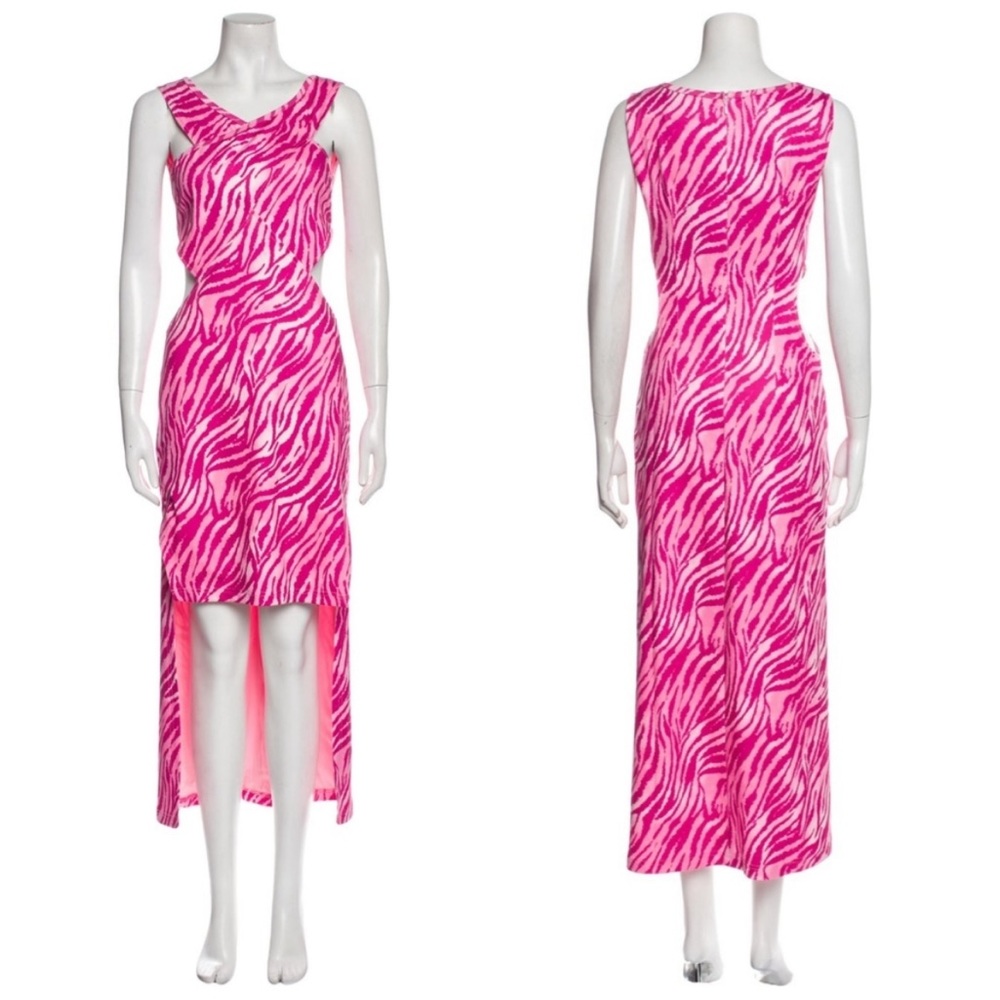 NWT Vivienne Hu pink zebra print high low dress